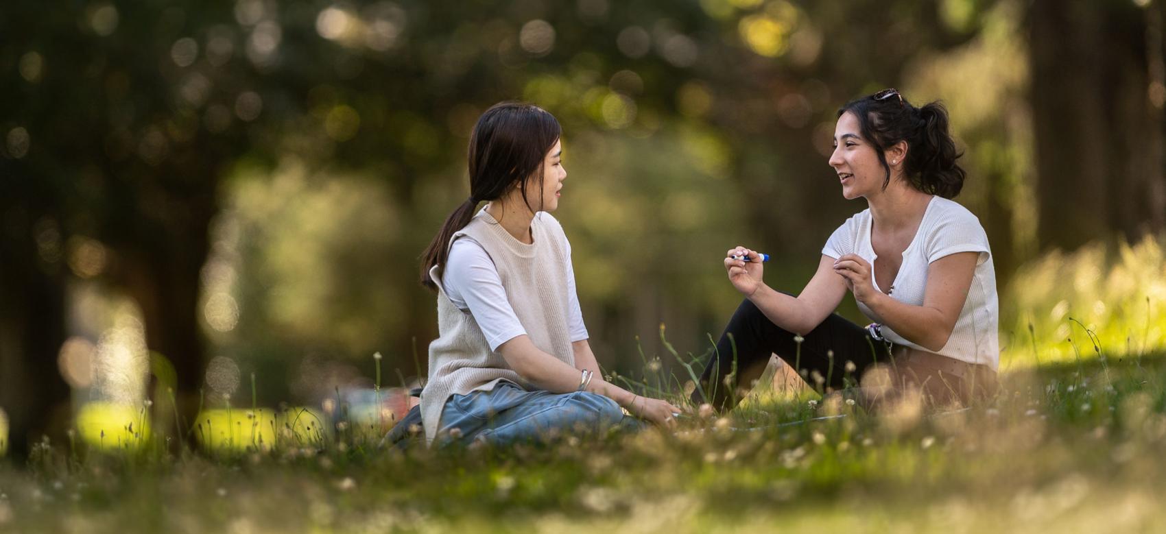 Two people discuss how to protect their neighbourhood against climate change