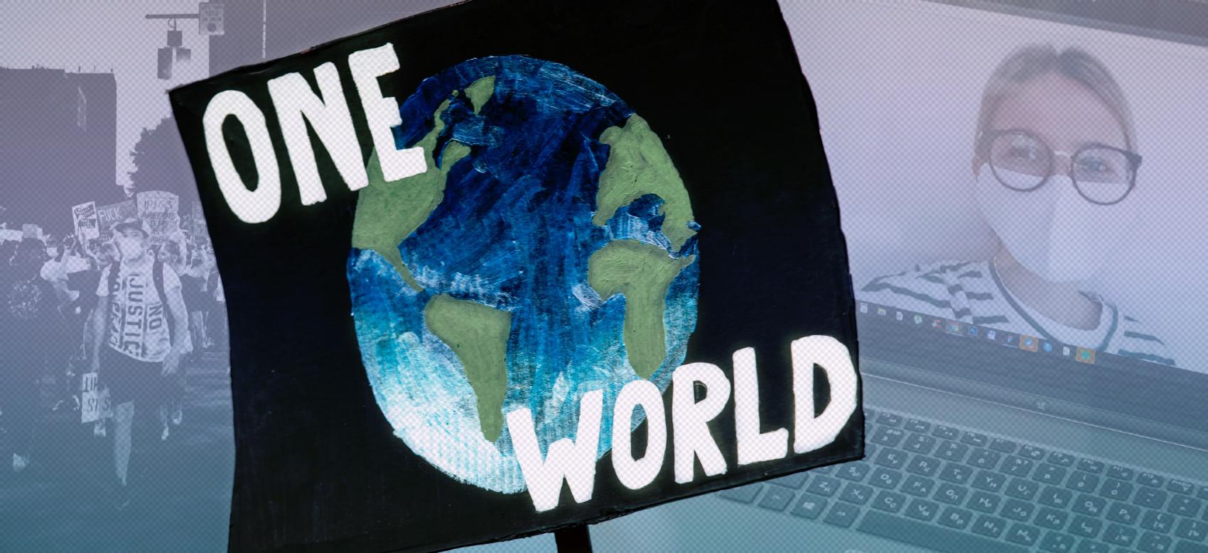 Illustration showing youth climate movements connected through social networks