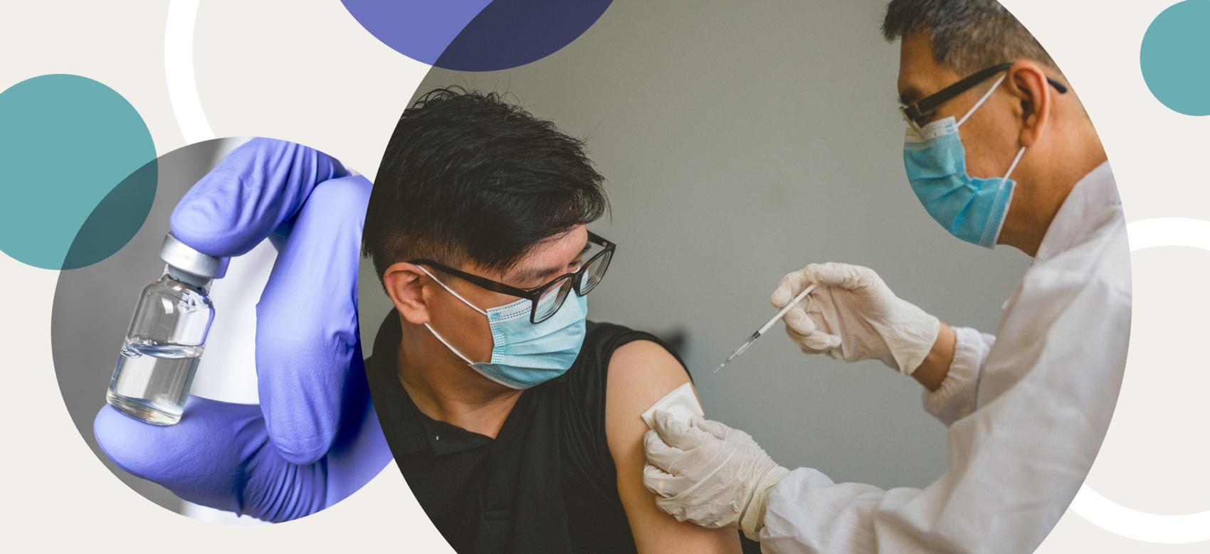 A medical professional gives a COVID-19 vaccine to an adult and explains how mrna vaccines work.