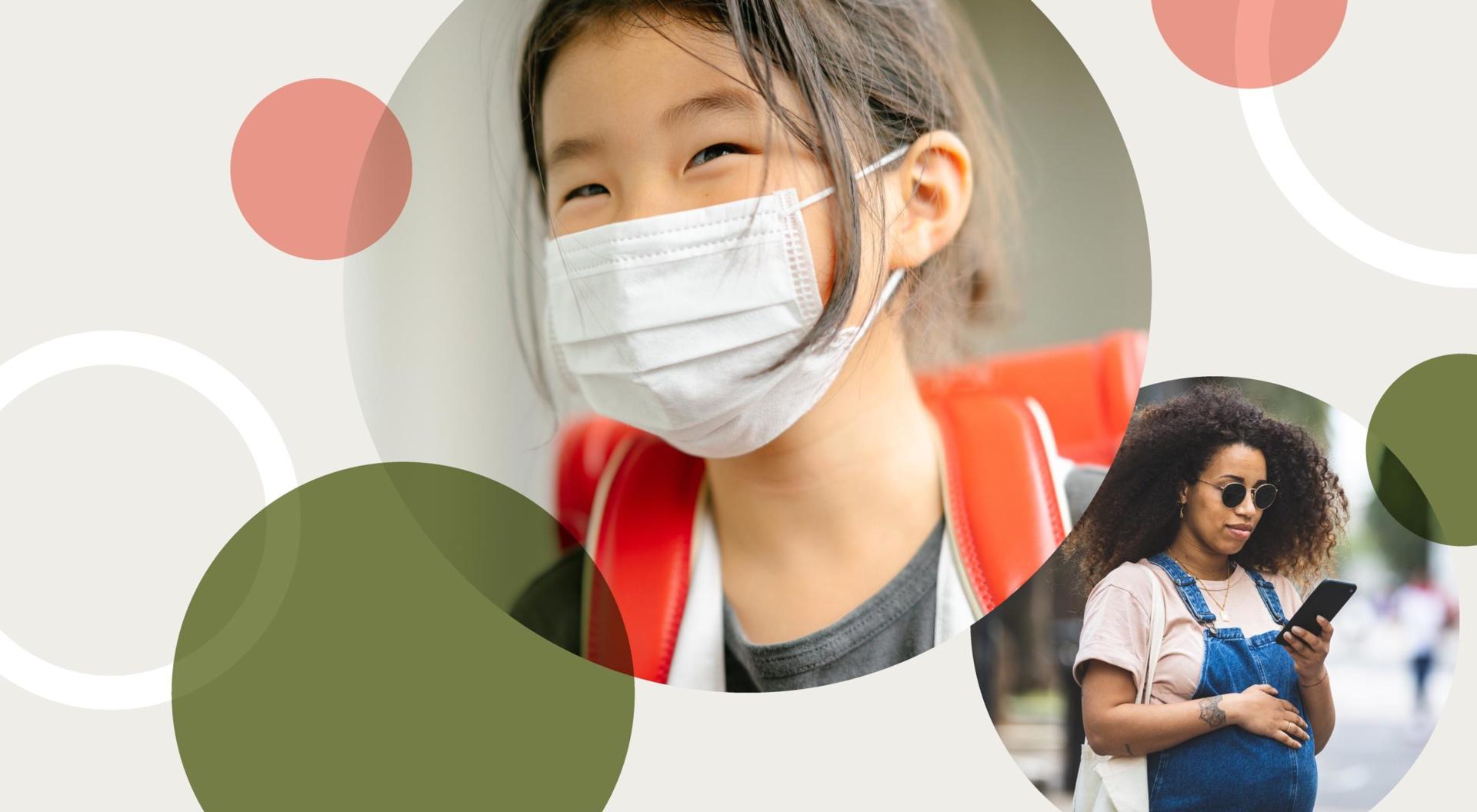 Illustration showing population groups that are not yet approved for the COVID-19 vaccine, including children and pregnant women