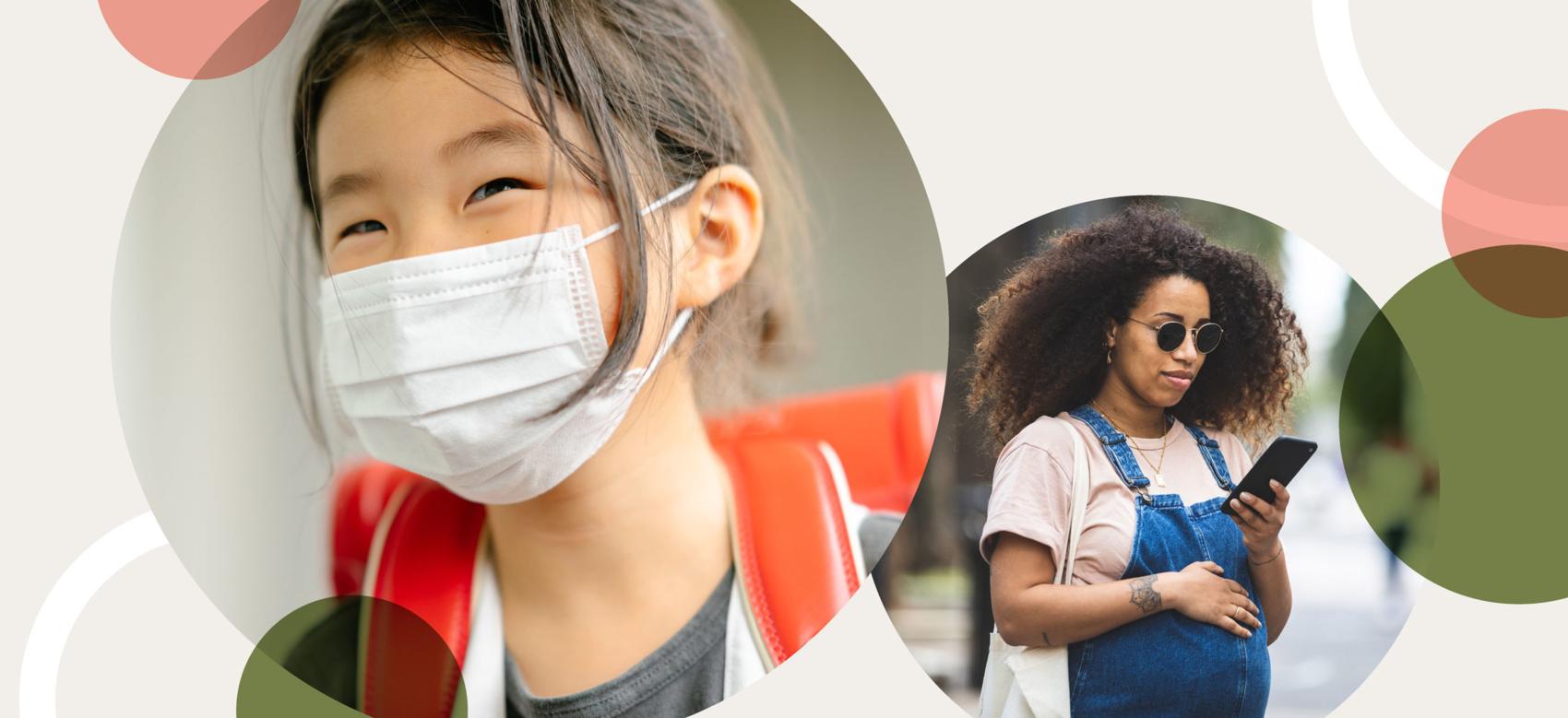 Illustration showing population groups that are not yet approved for the COVID-19 vaccine, including children and pregnant women