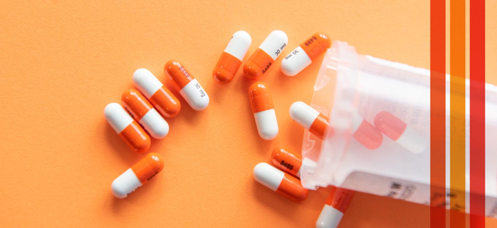 A bottle of prescription pills to treat a chronic disease.