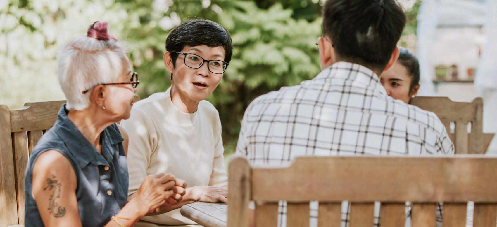 A family having a conversation about mental health.