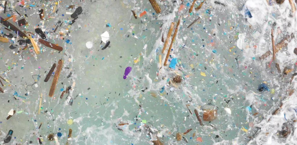 Photo of plastic waste floating in the ocean