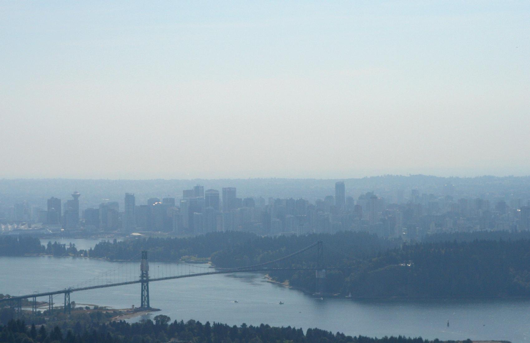 Photo of smokey air over the city of Vancouver