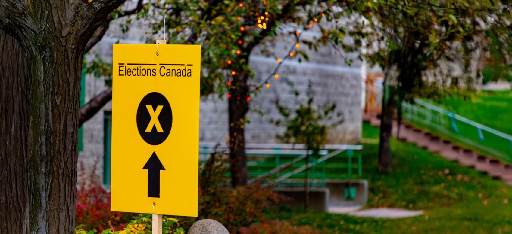 A sign at Ottawa directs voters to polling stations.