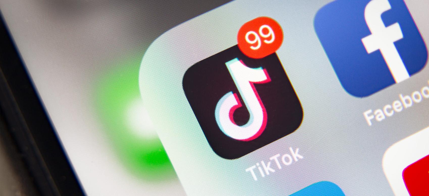 TikTok and Facebook application on screen Apple iPhone